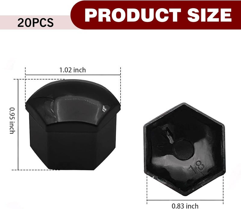 Downhill 20 PCS 21MM Wheel Lug Nut Covers, Cratch and Rust Resistant Hexagon Car Wheel Nut Caps, Wheel Center Bolt Caps with Removal Clip, for Most Cars, Trucks, SUVs (Black) - Image 2